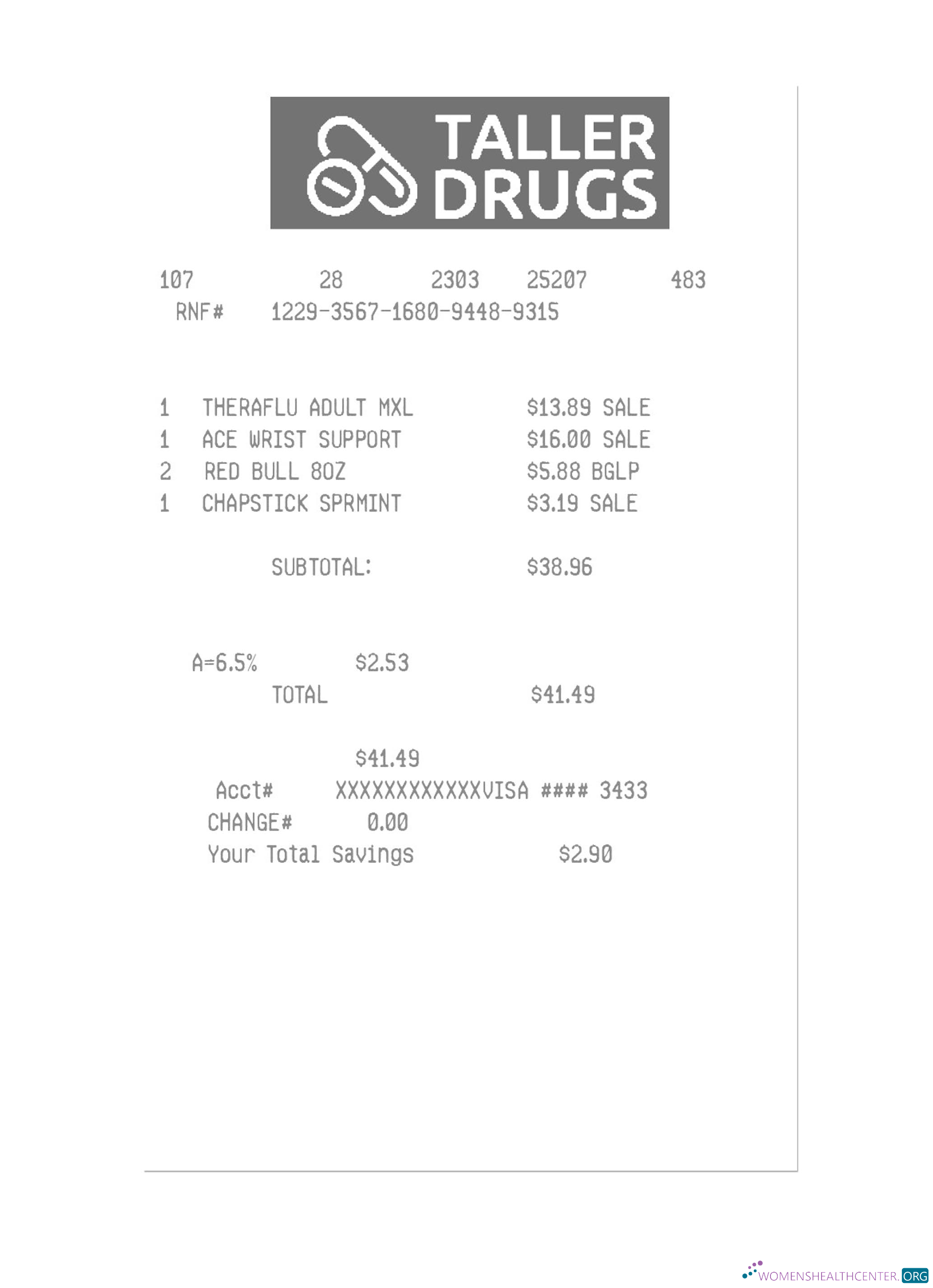 Download TALLER DRUGS payment receipt Photoshop template